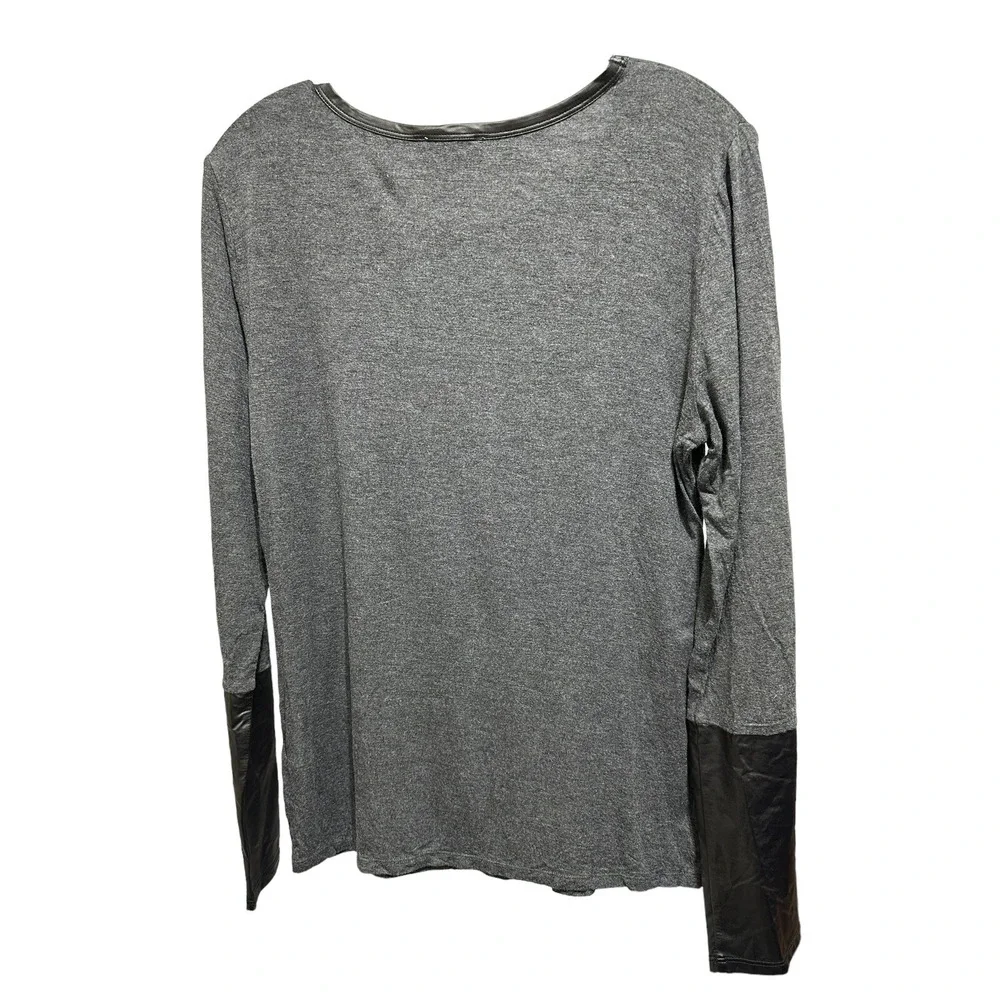 Laundry by Shelli Segal Top Womens L Faux Leather Minimalist Edgy Work Office